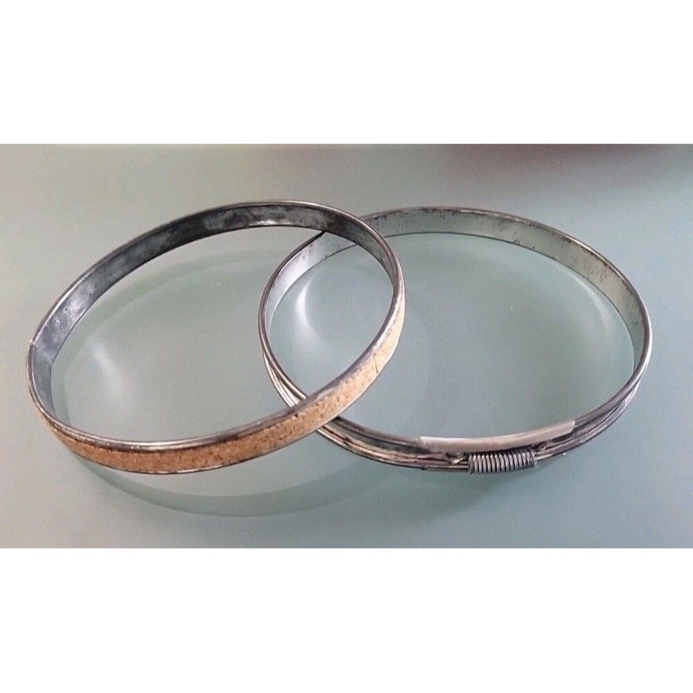 Vintage 6" Metal Round Spring Tension & Cork Lined Embroidery Hoop